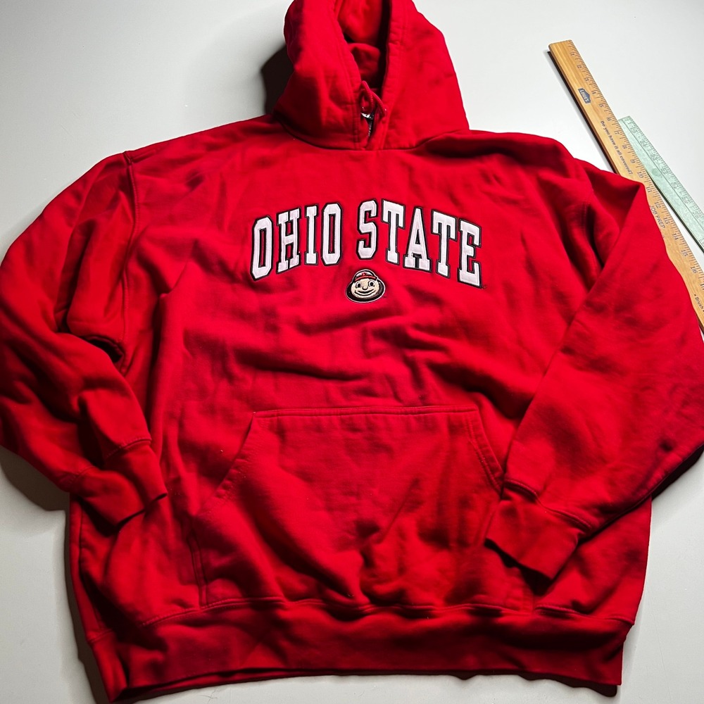 90s TSI Sportswear Ohio State Buckeyes Hoodie Red‎ Brutus Buckeye Mascot Mens XL